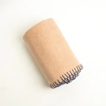 Cashmere Multi-Tone Throw Blanket - Camel + Navy