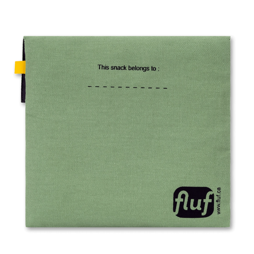 Flip Reusable Snack Bag shown in Moss from back