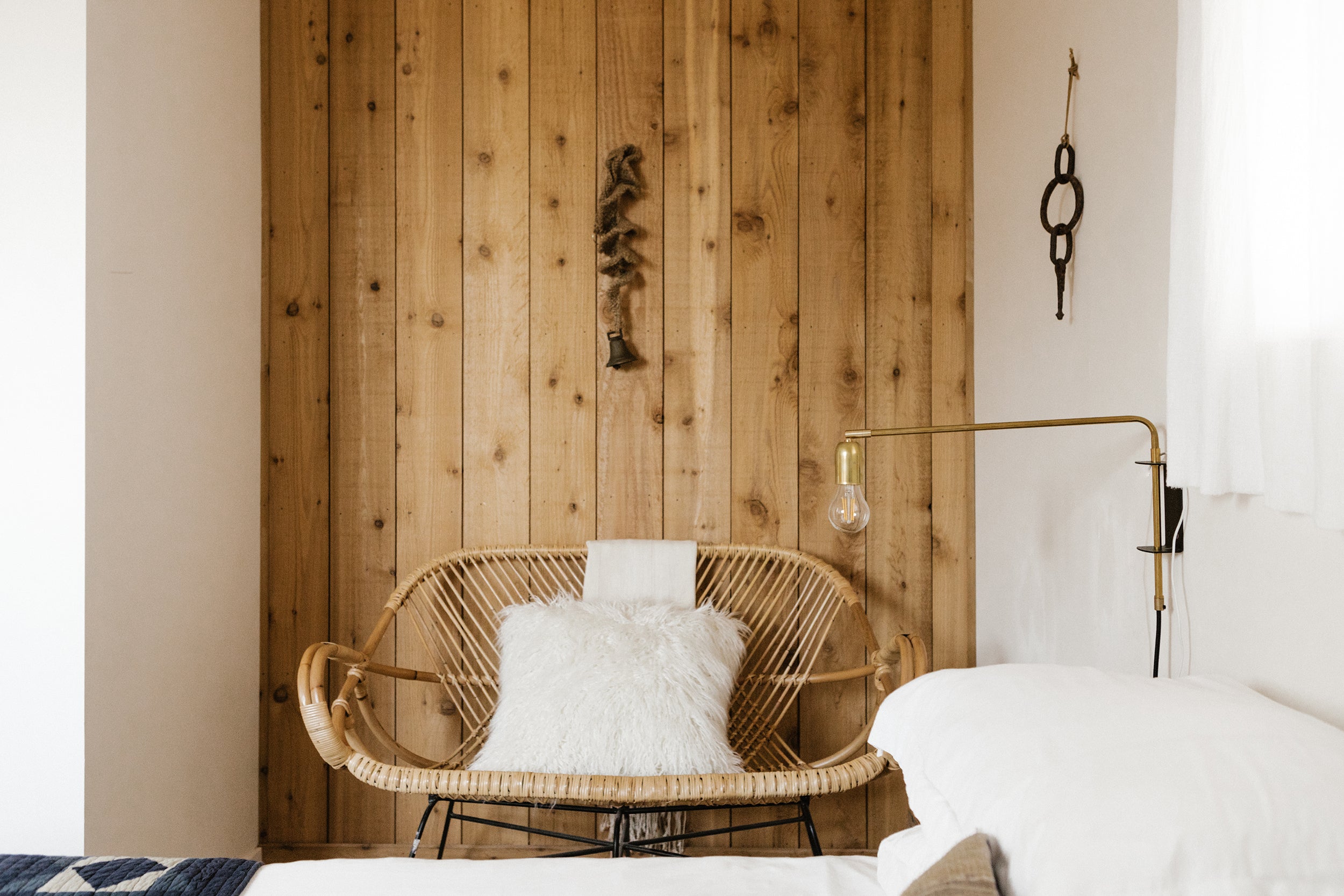 Sitting nook in Little Jo Cabin by Campover in Joshua Tree, California