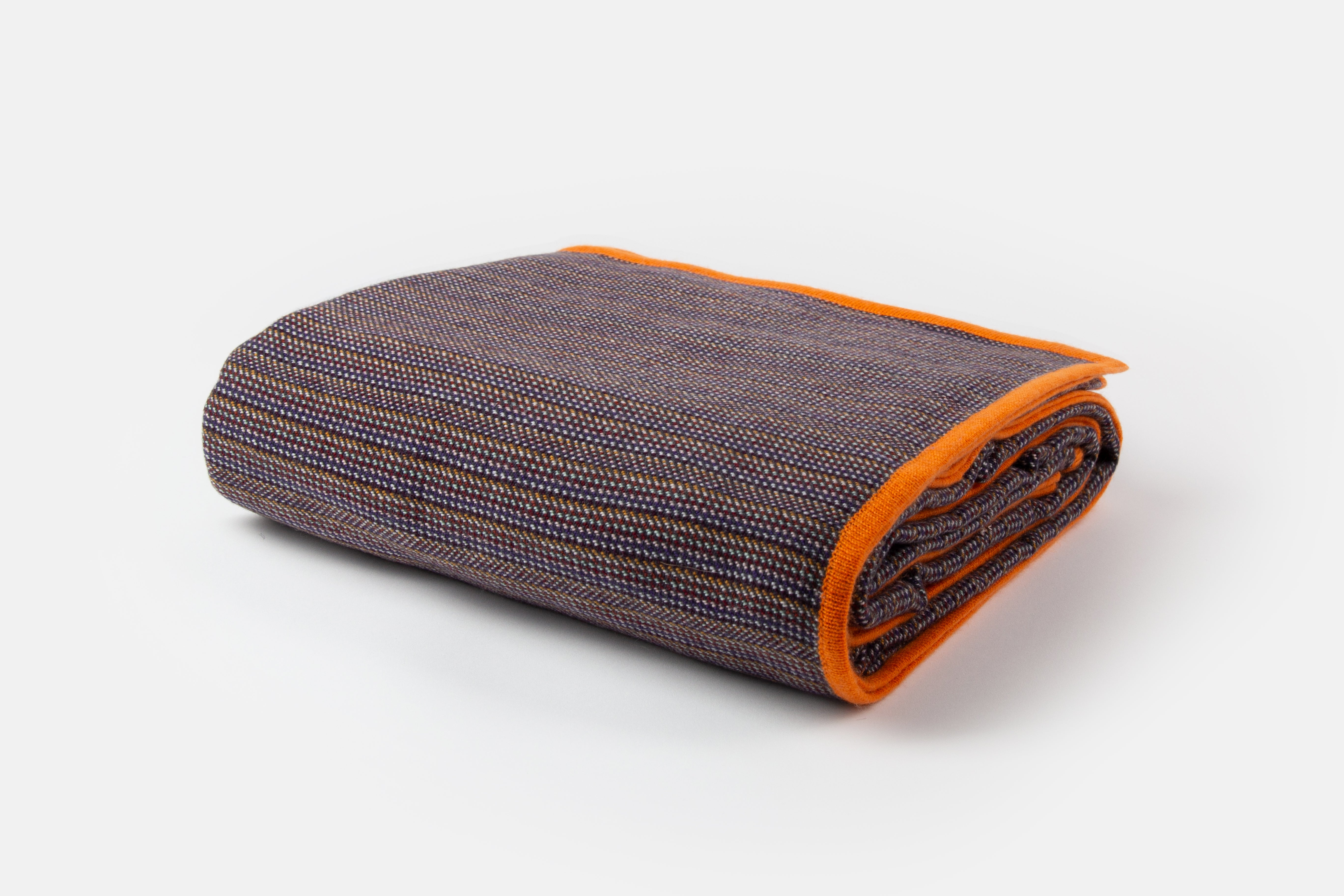 Campover Cashmere Throw Blanket in Brown Pattern with Orange Border