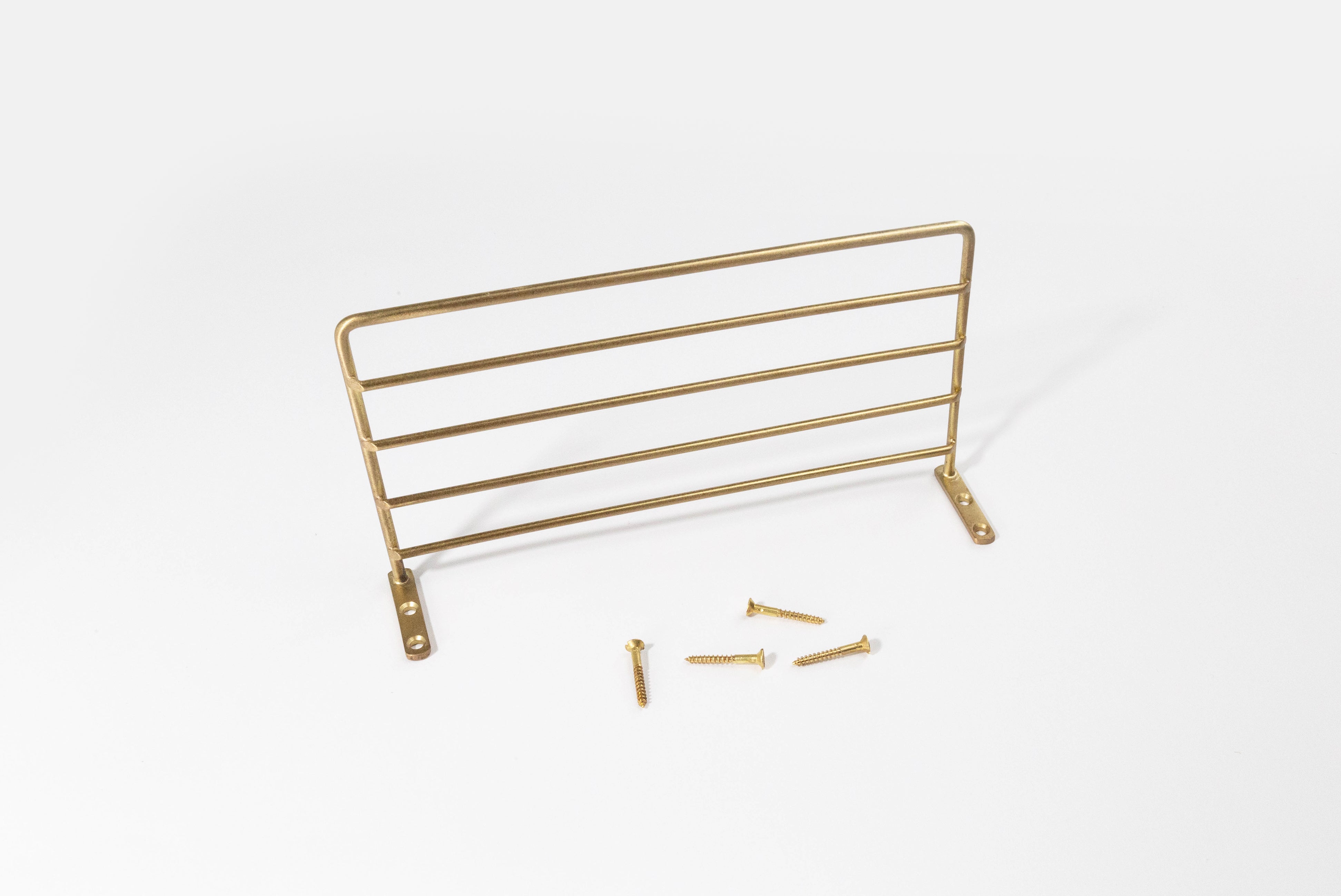 Fog Linen Brass Wire Shelf shown with screws