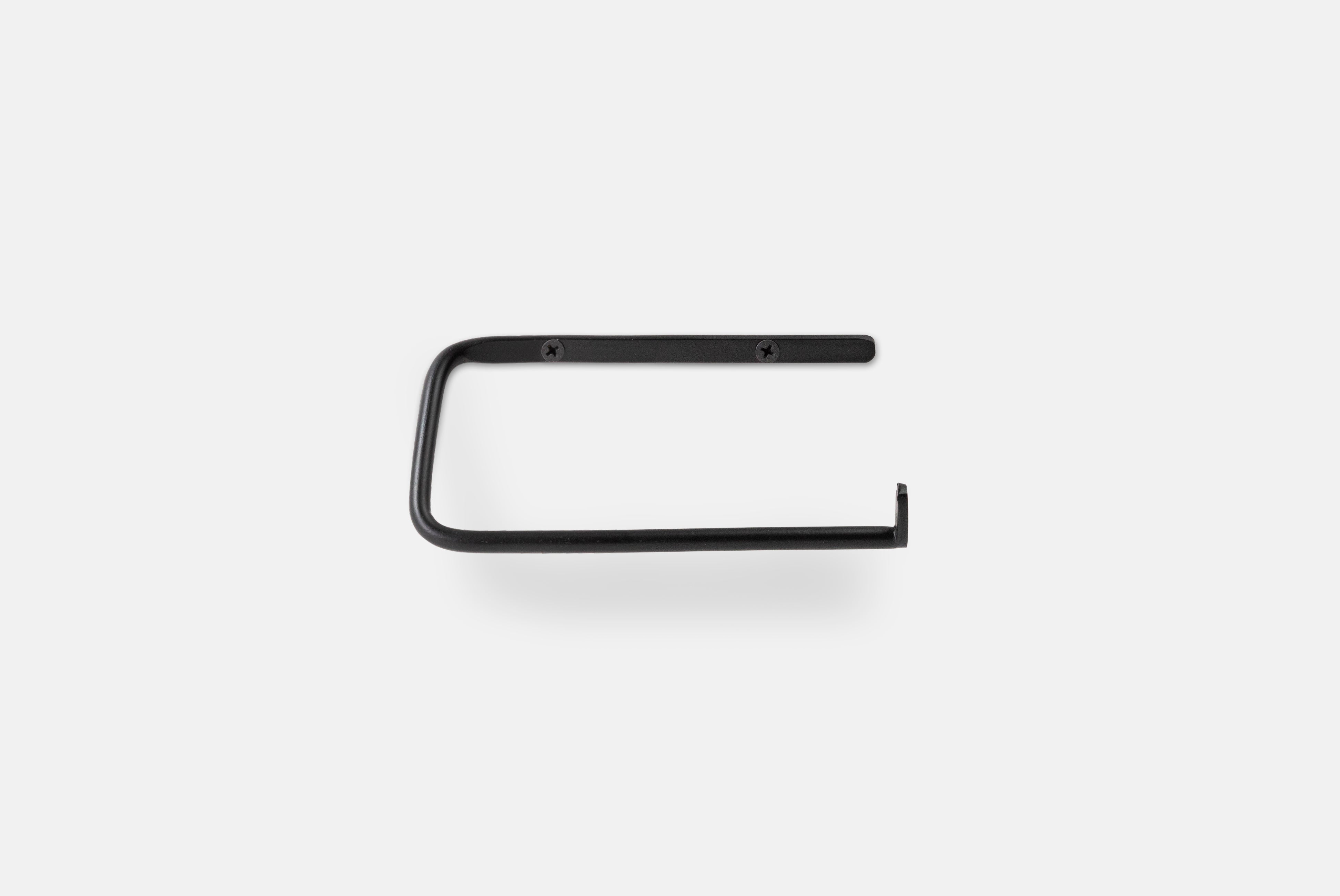 Fog Linen Iron Toilet Paper Holder in black shown on white background