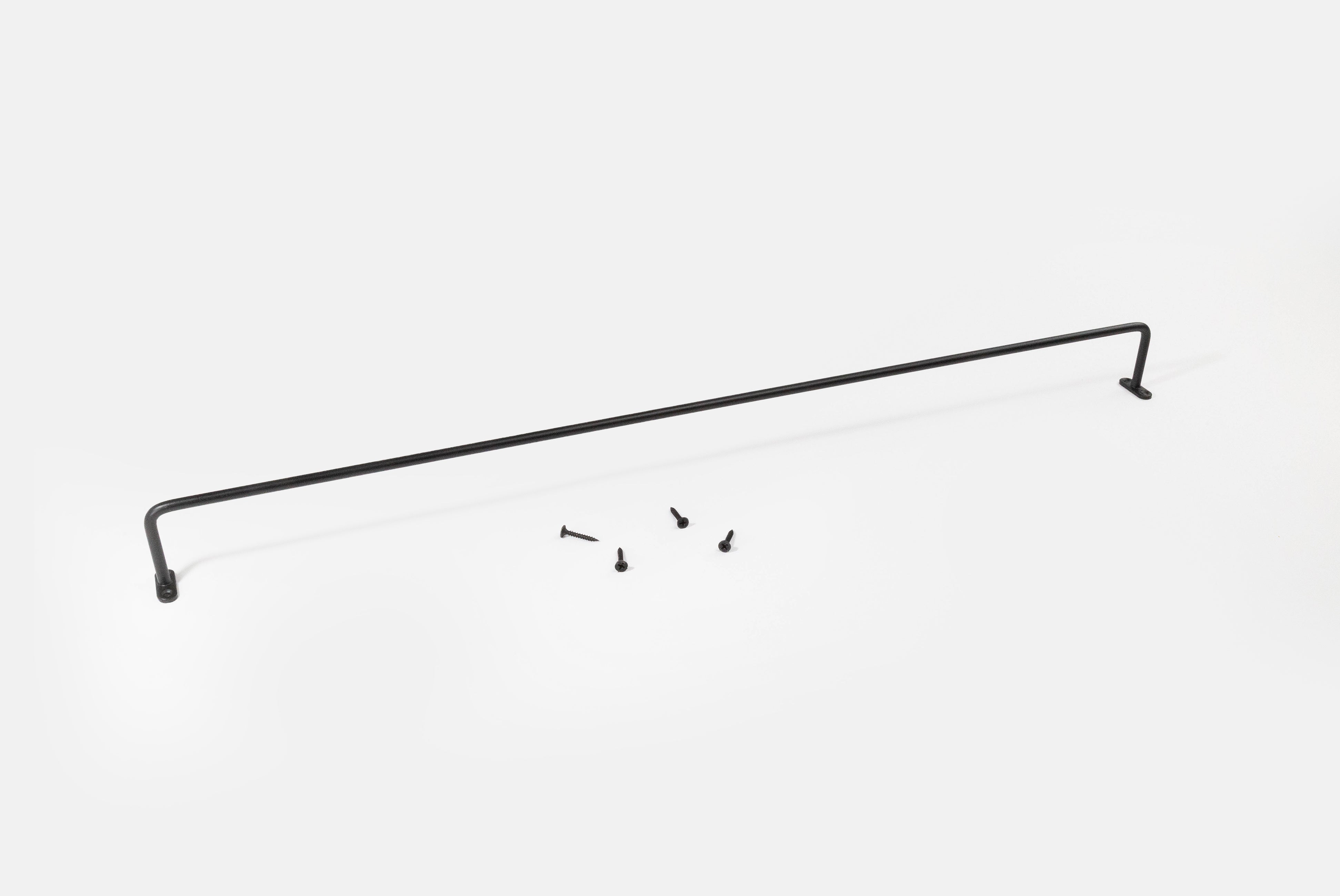 Fog Linen Iron Towel Bar shown in large size, unmounted with screws on white background