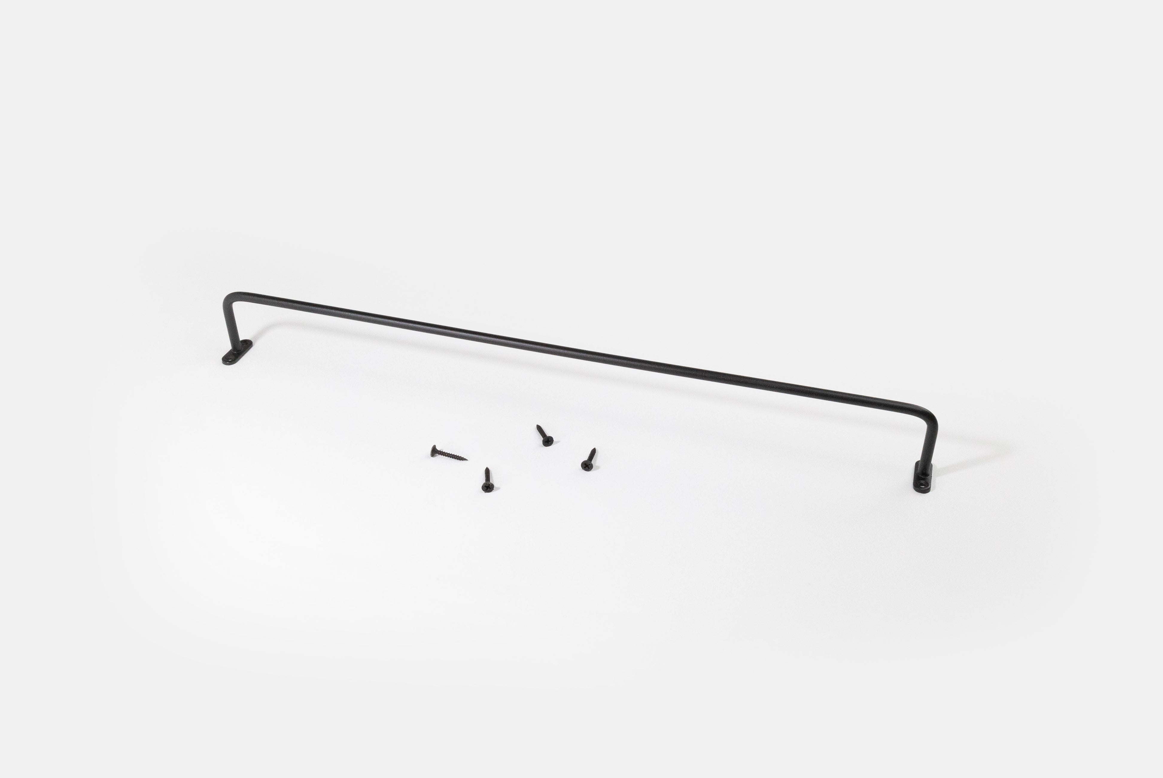 Fog Linen Iron Towel Bar shown in medium size, unmounted with screws on white background