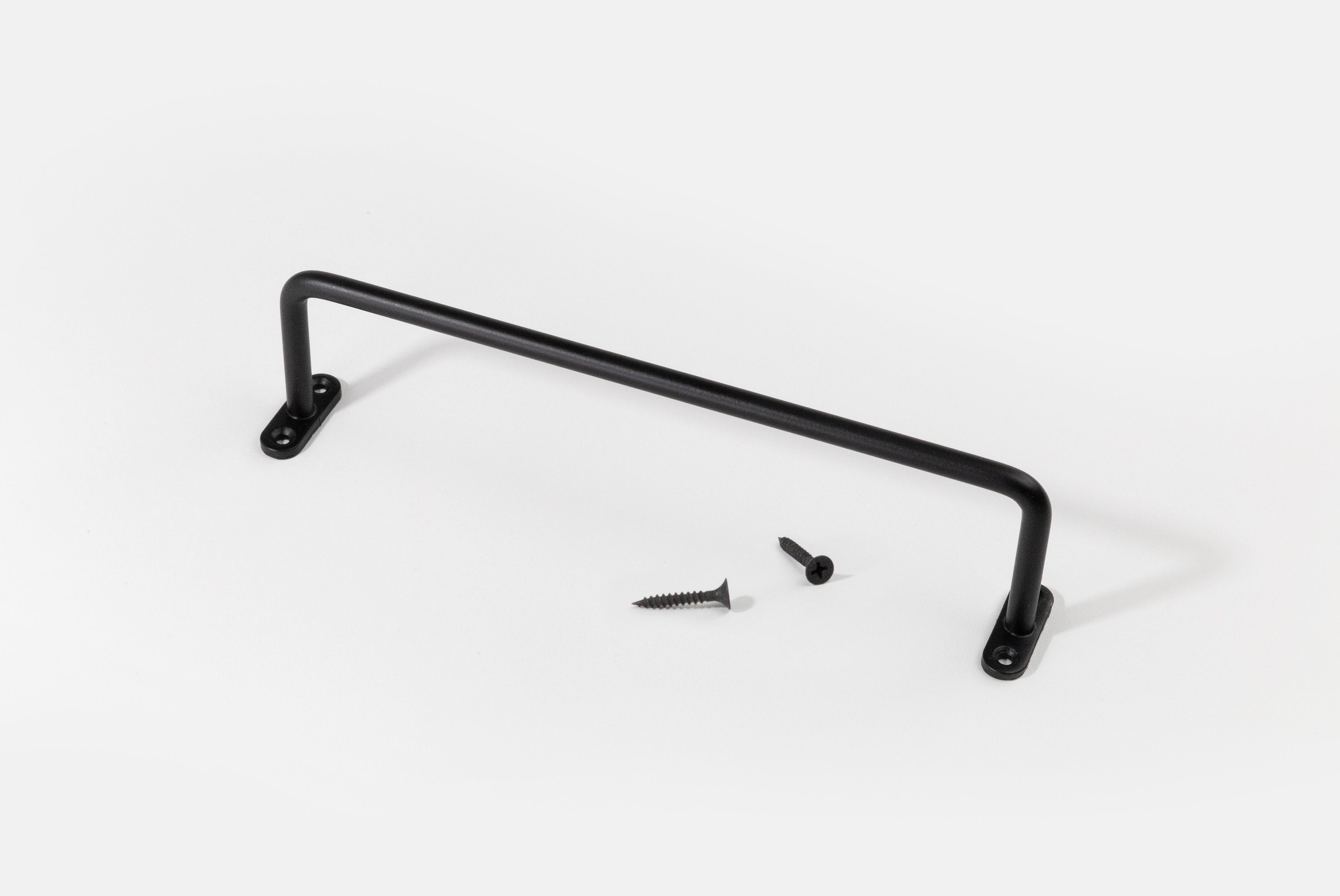 Fog Linen Iron Towel Bar shown in small. size, unmounted with screws on white background