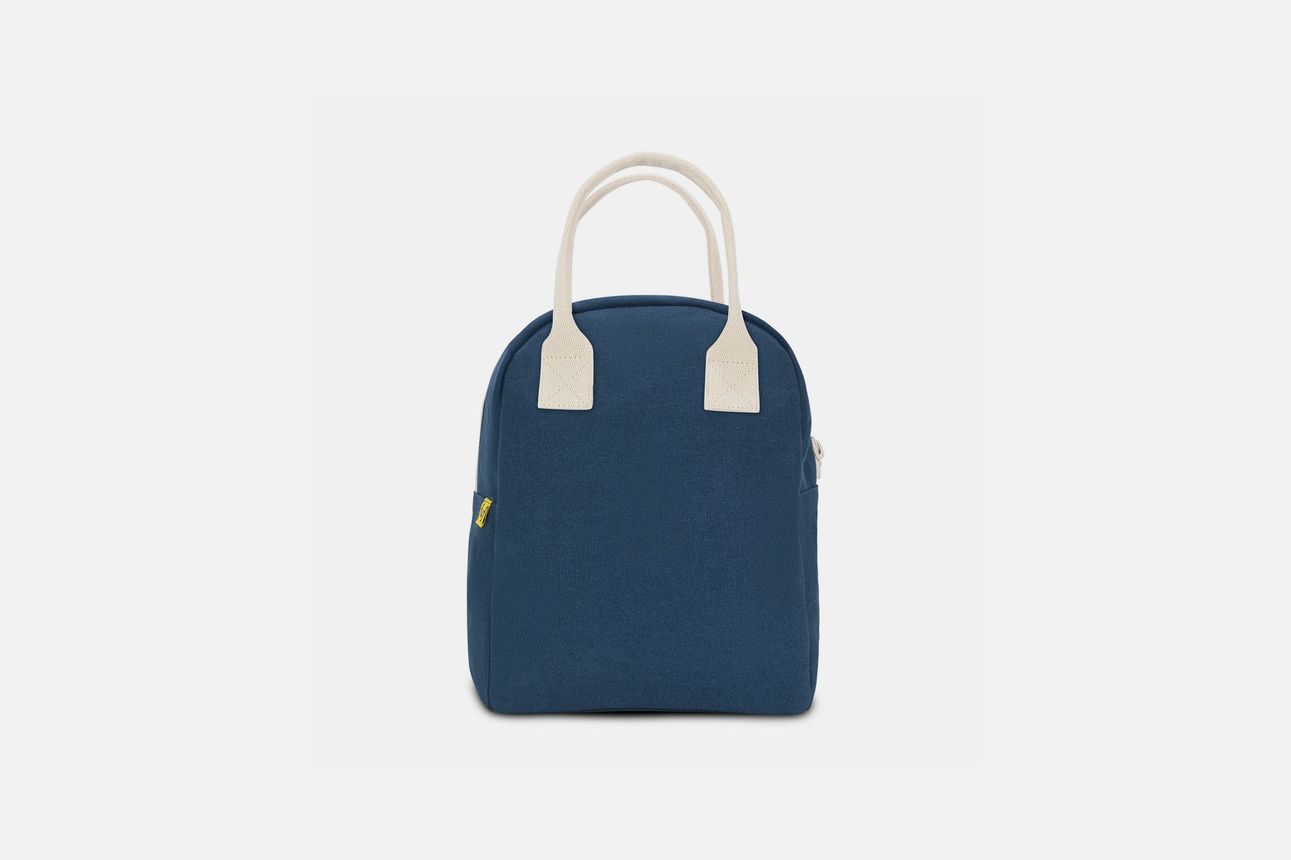 Organic Cotton Zipper Lunch Bag shown in Classic Navy Blue from front