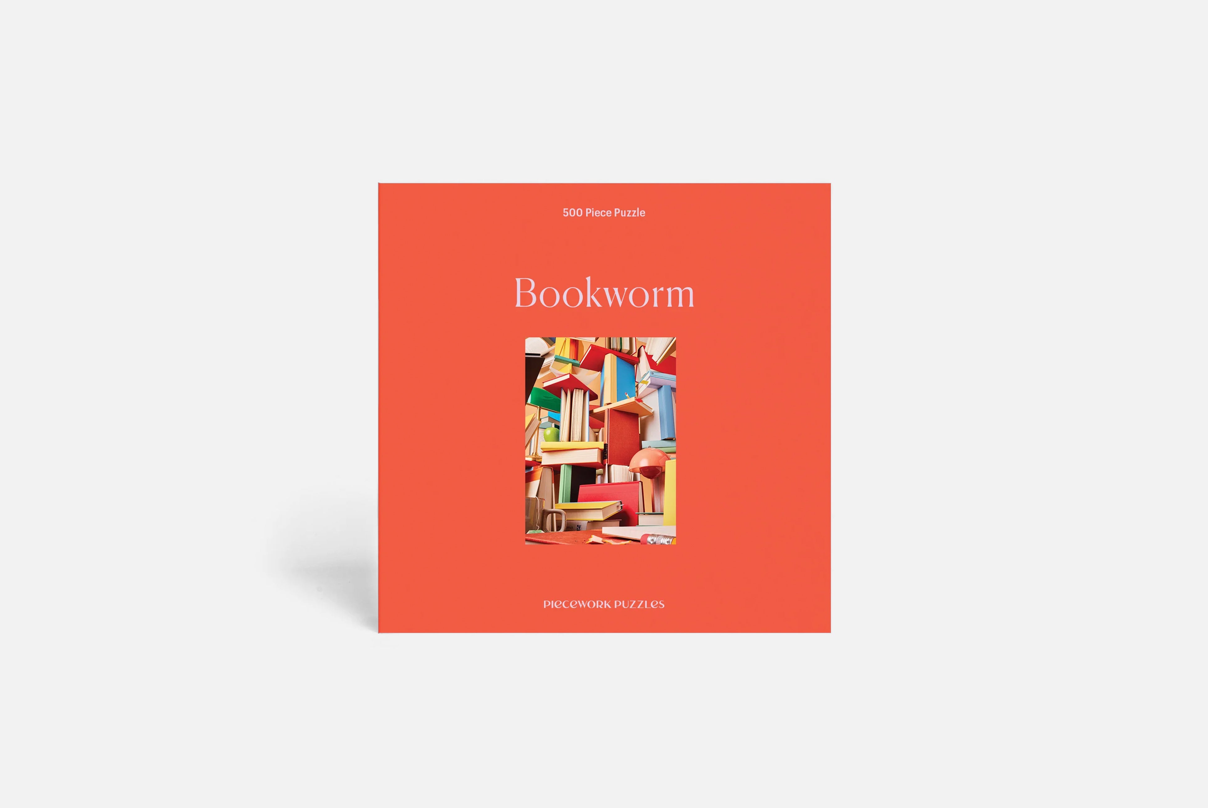 Bookworm Puzzle by Piecework Puzzles, box shown from front, on white background