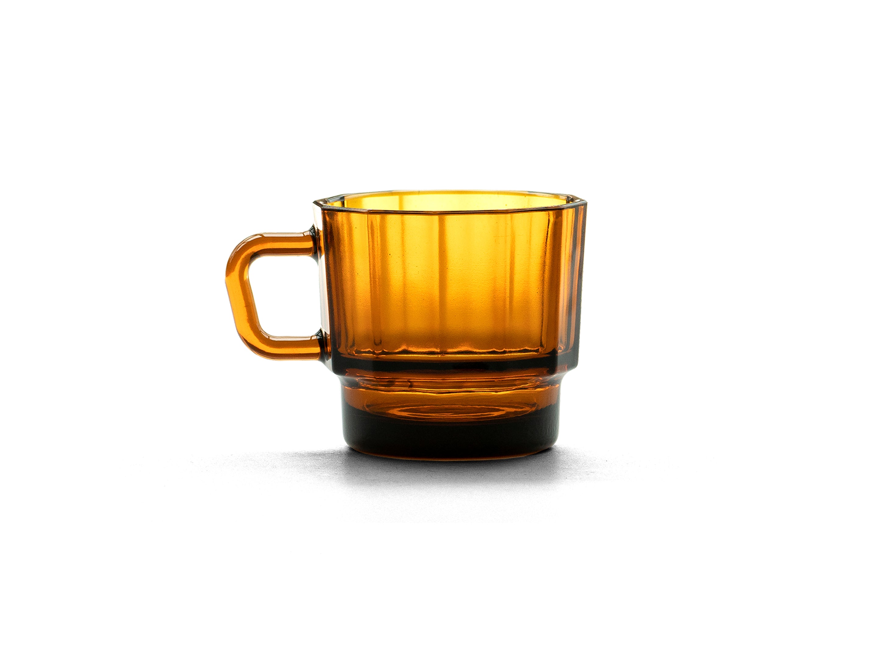 W Glass by HMM shown in amber on white background