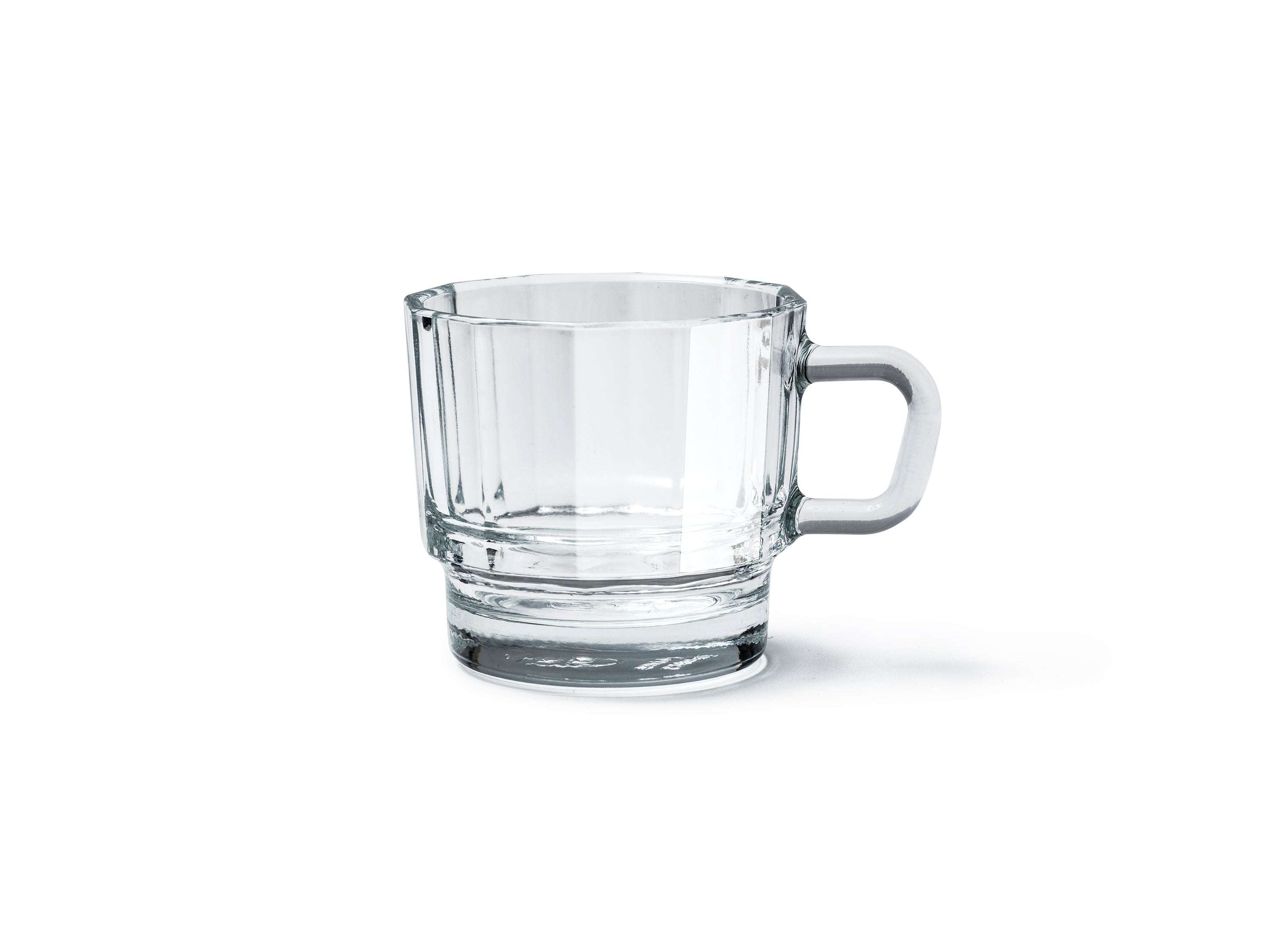W Glass by HMM shown in clear, from side profile, on white background