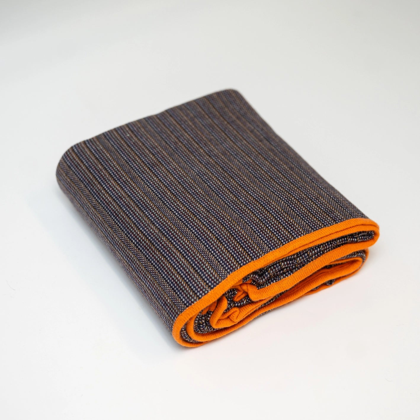 Cashmere Micro Stripe Throw Blanket - Brown + Orange