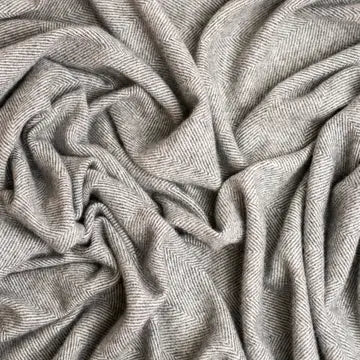 Cashmere Herringbone Throw Blanket - Grey + Yellow