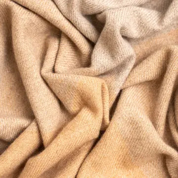 Cashmere Multi-Tone Throw Blanket - Camel + Navy