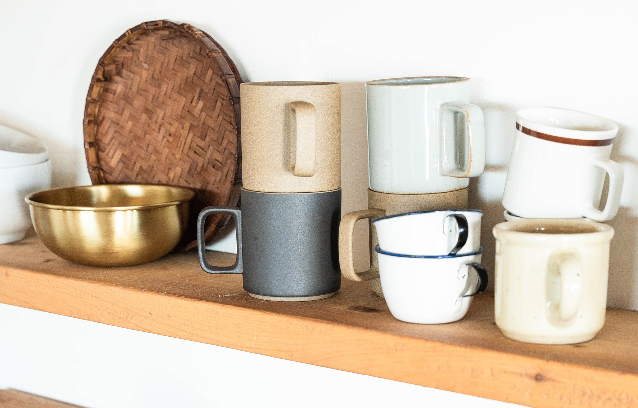 Fog Linen Brass Bowl shown on shelf at Little Jo Cabin in Joshua Tree, California