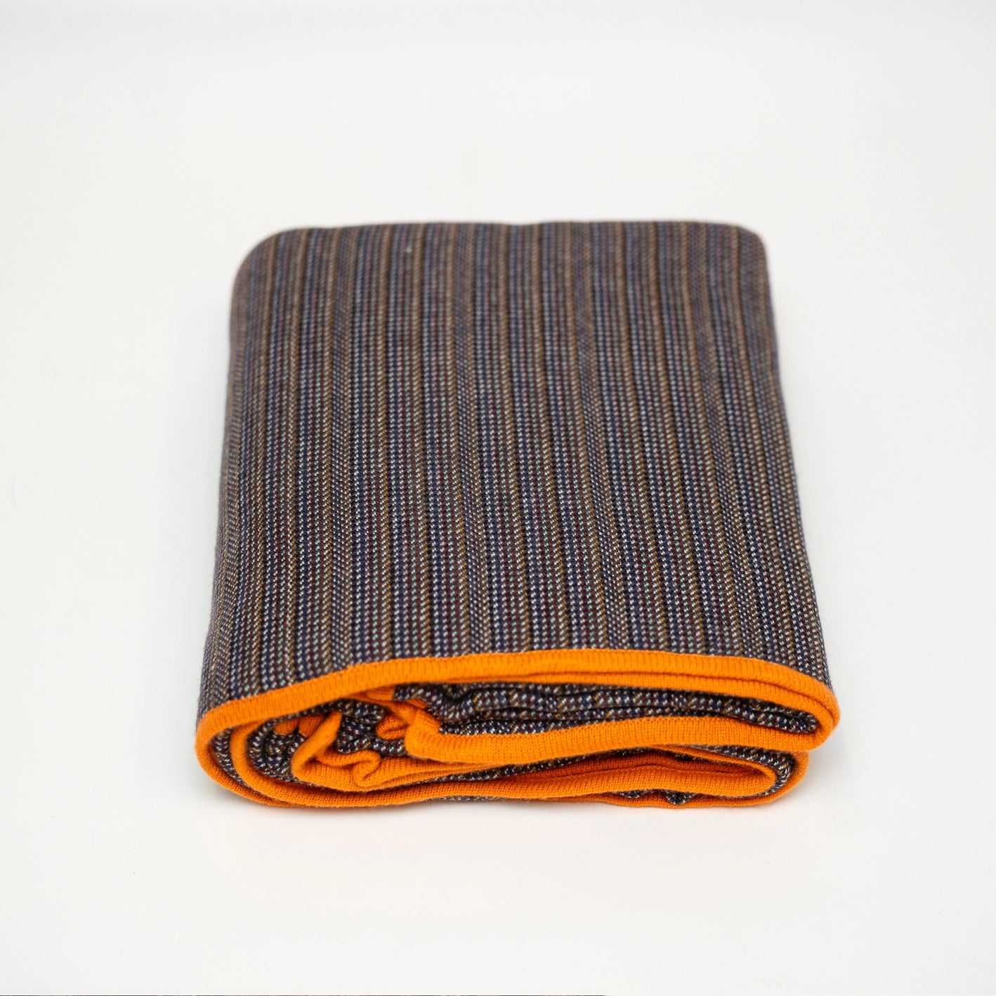 Cashmere Micro Stripe Throw Blanket - Brown + Orange
