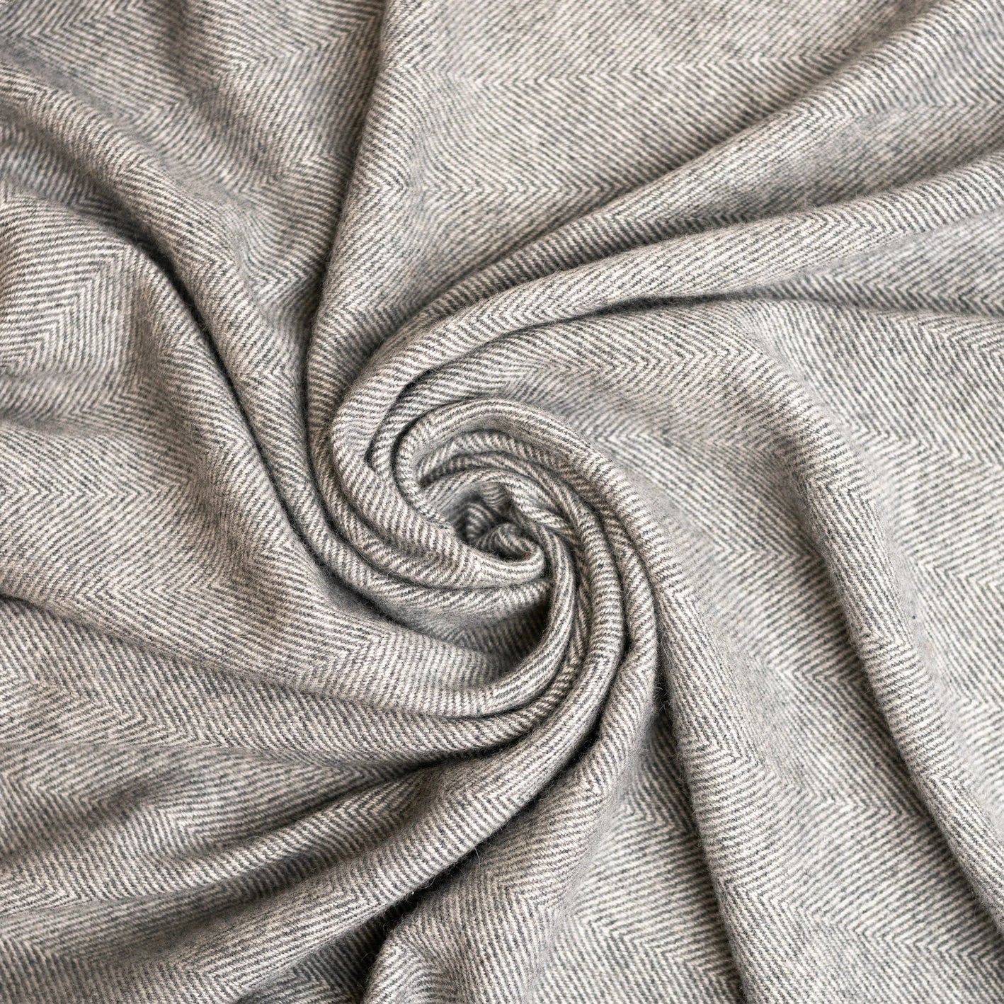 Cashmere Herringbone Throw Blanket - Grey + Yellow