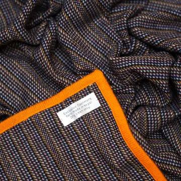 Cashmere Micro Stripe Throw Blanket - Brown + Orange