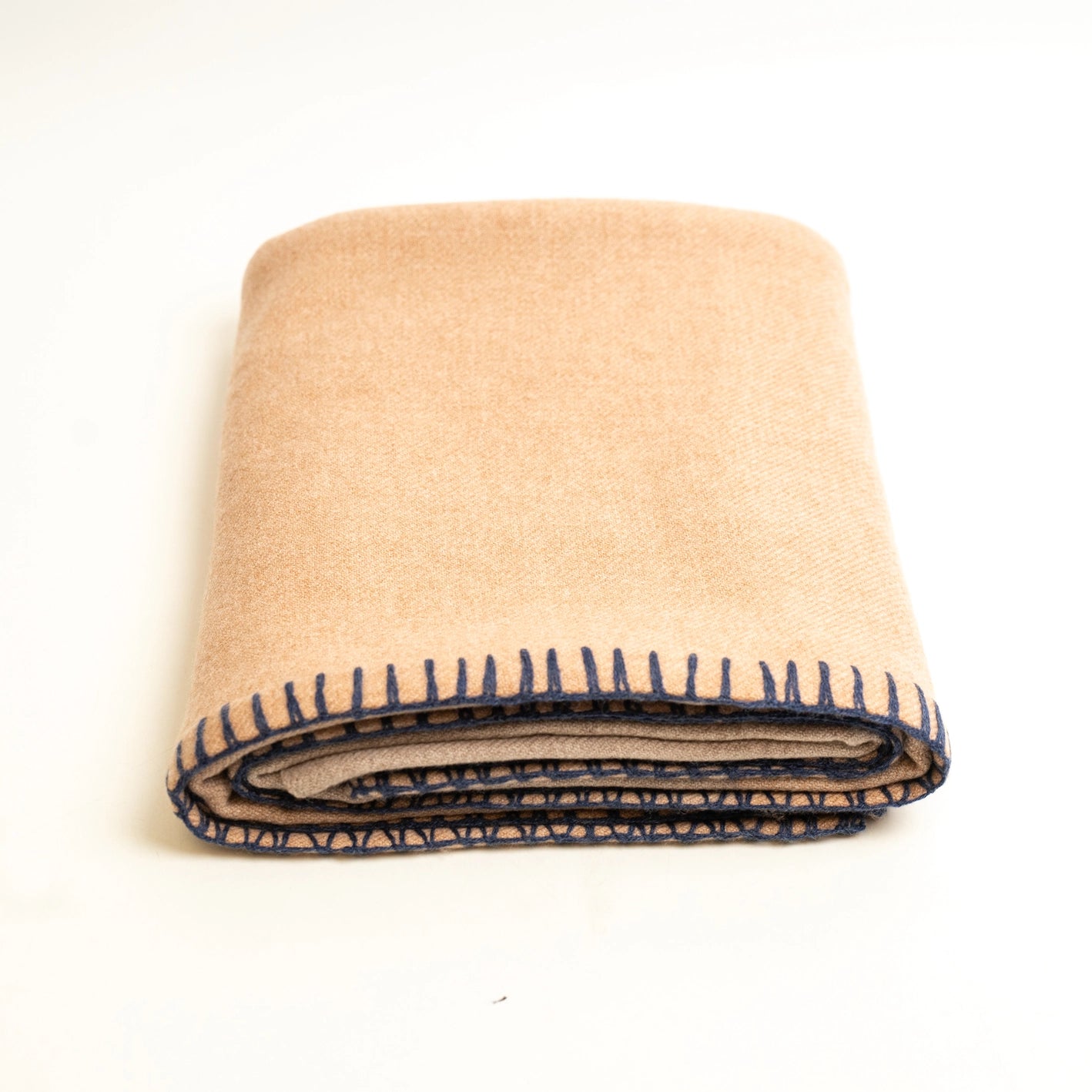 Cashmere Multi-Tone Throw Blanket - Camel + Navy