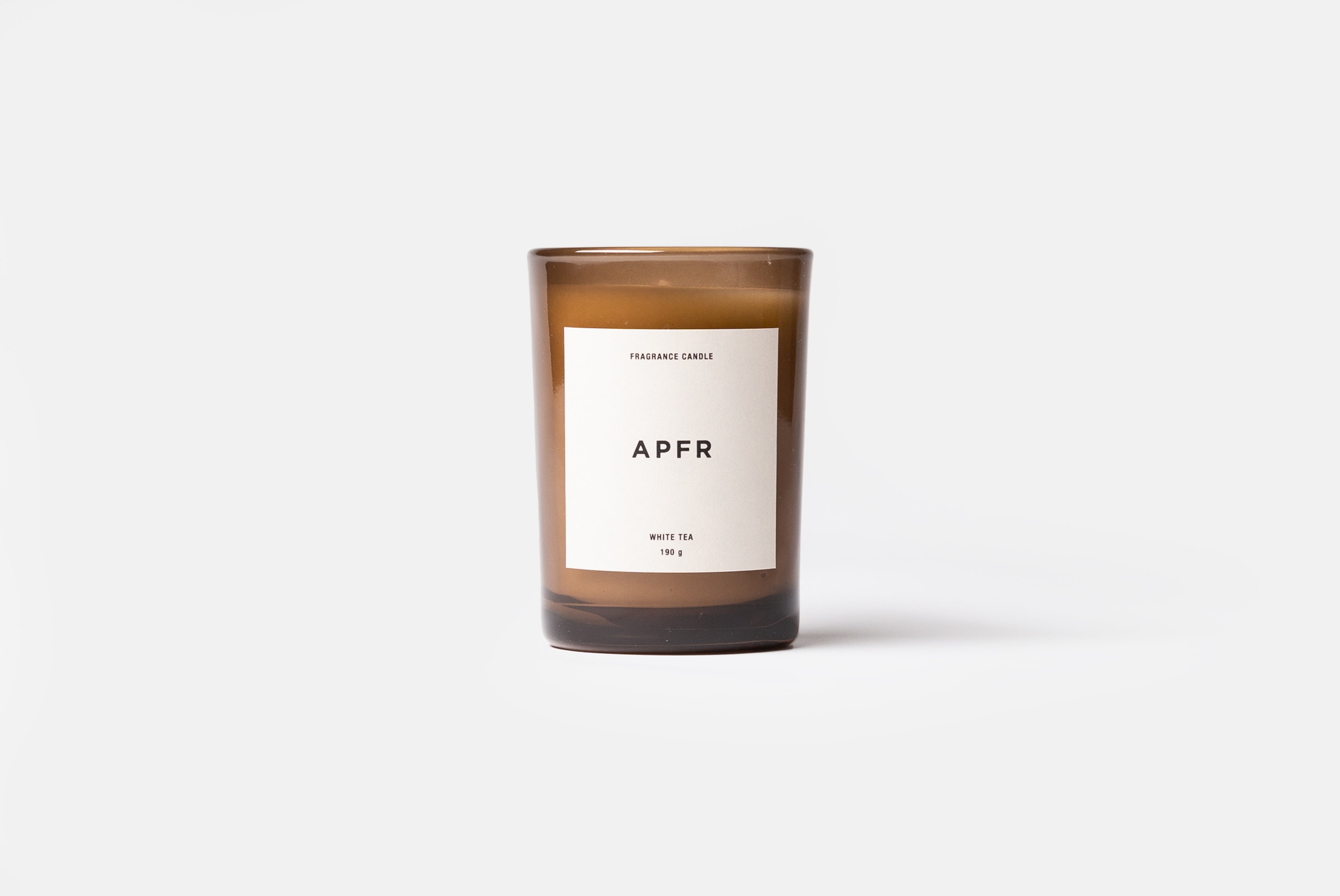 APFR Fragrance Candle in White Tea scent, shown on white background