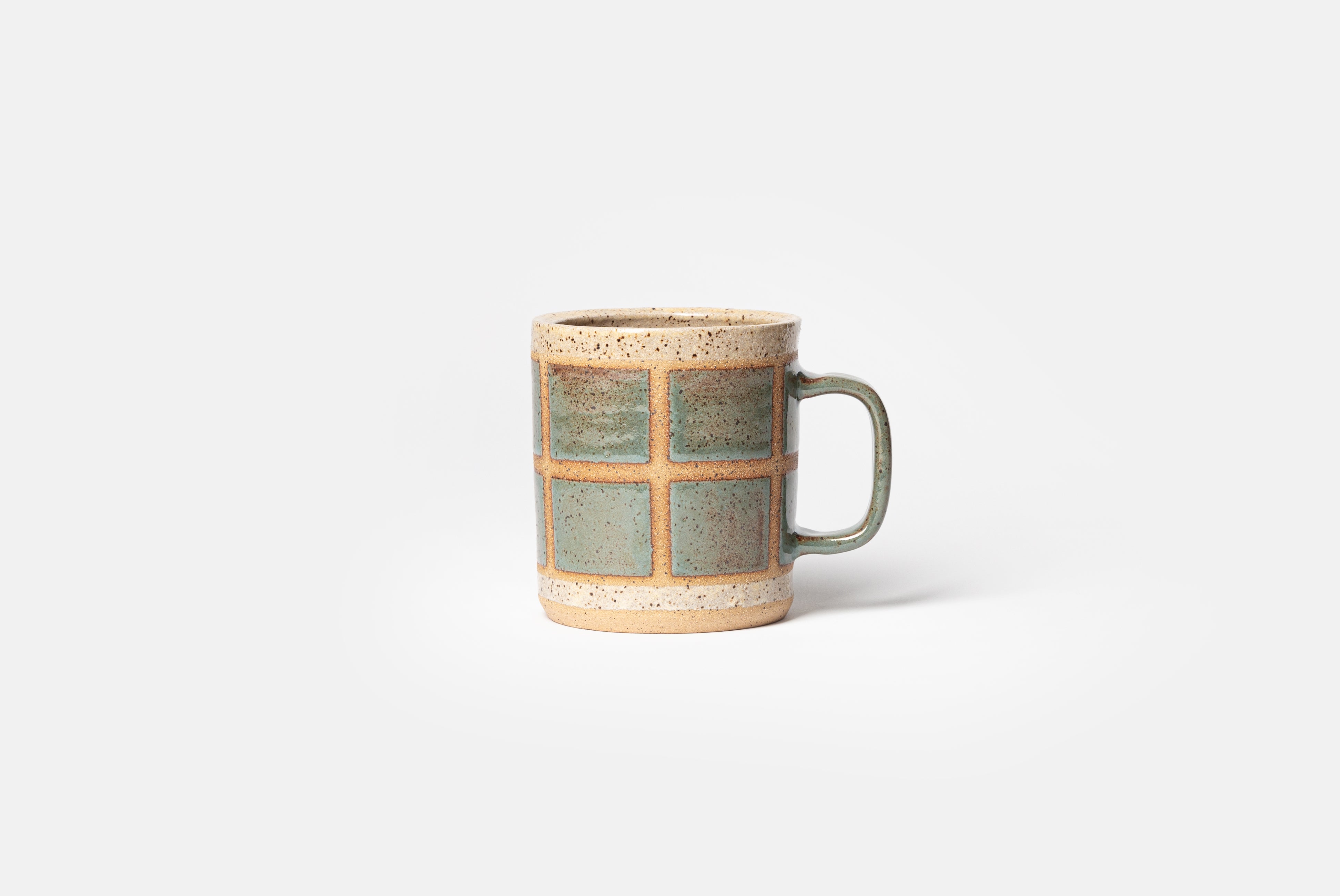 Two Ceramic Camp Mugs by Campover in collaboration with Fred James Pottery, shown on white background