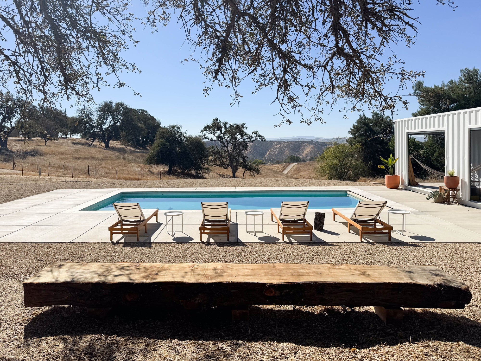 The view and pool at Campover Ranch in Paso Robles, California