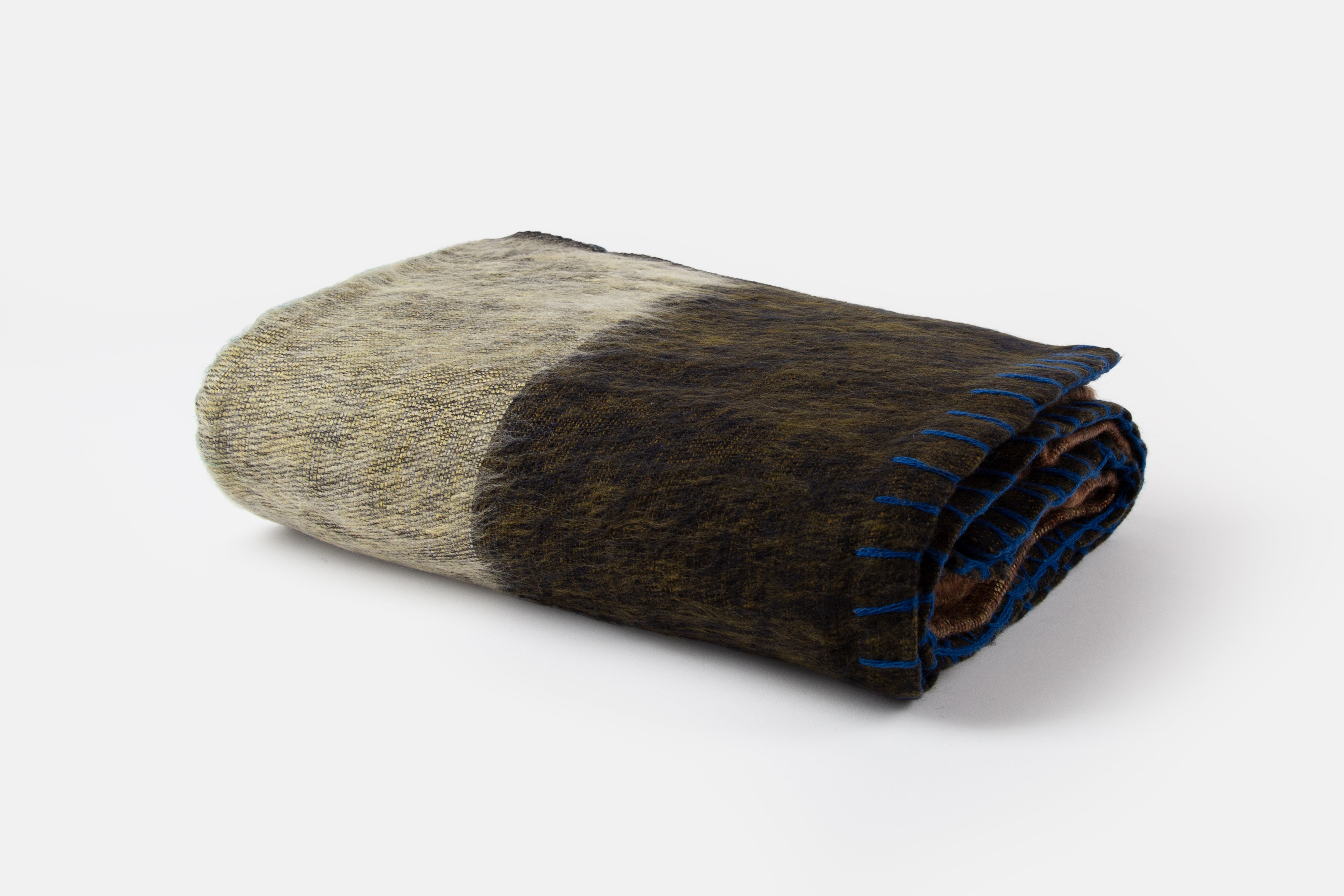 Campover Yak Wool Striped Throw shown folded from front view