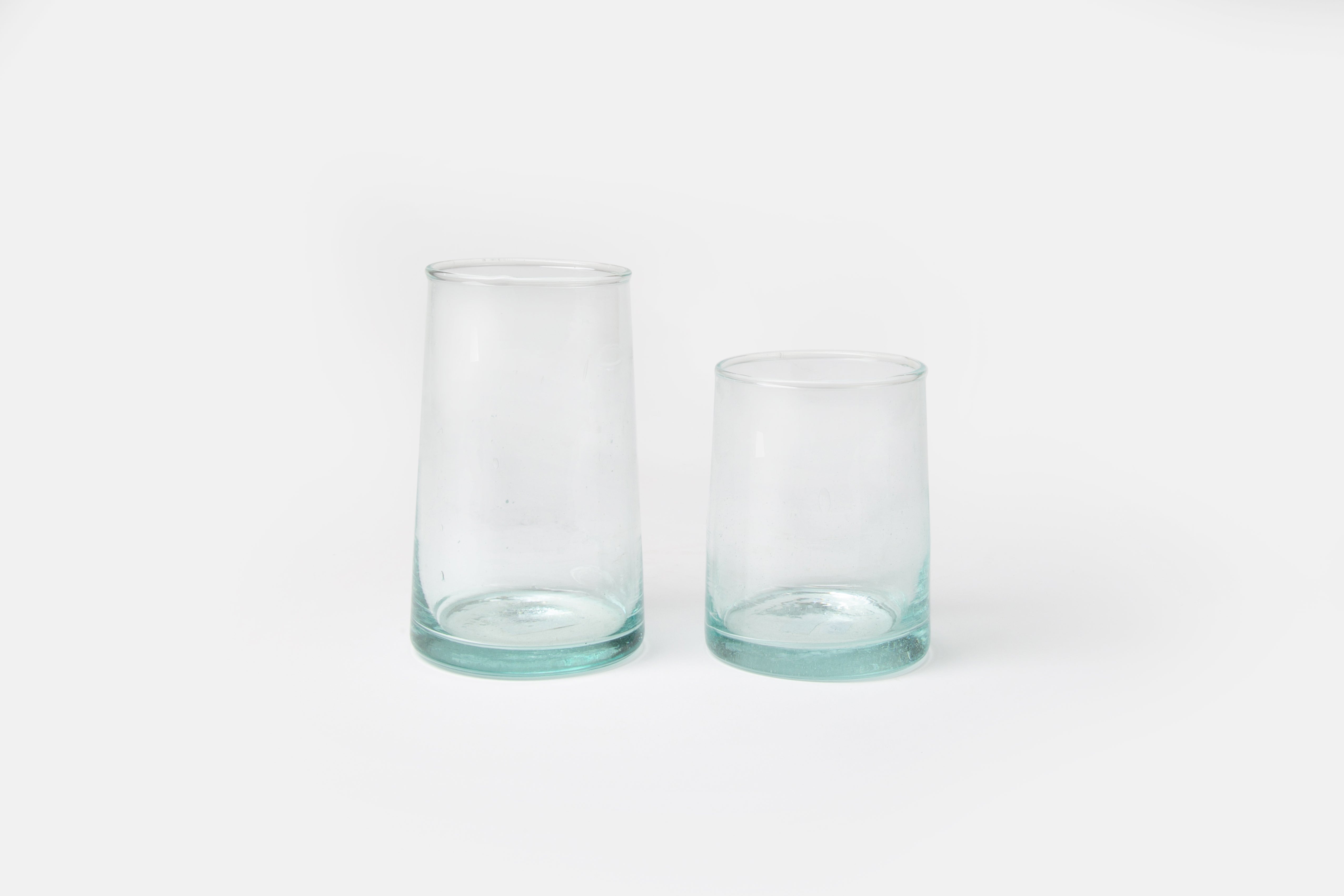 Handblown Moroccan Glassware shown in two sizes