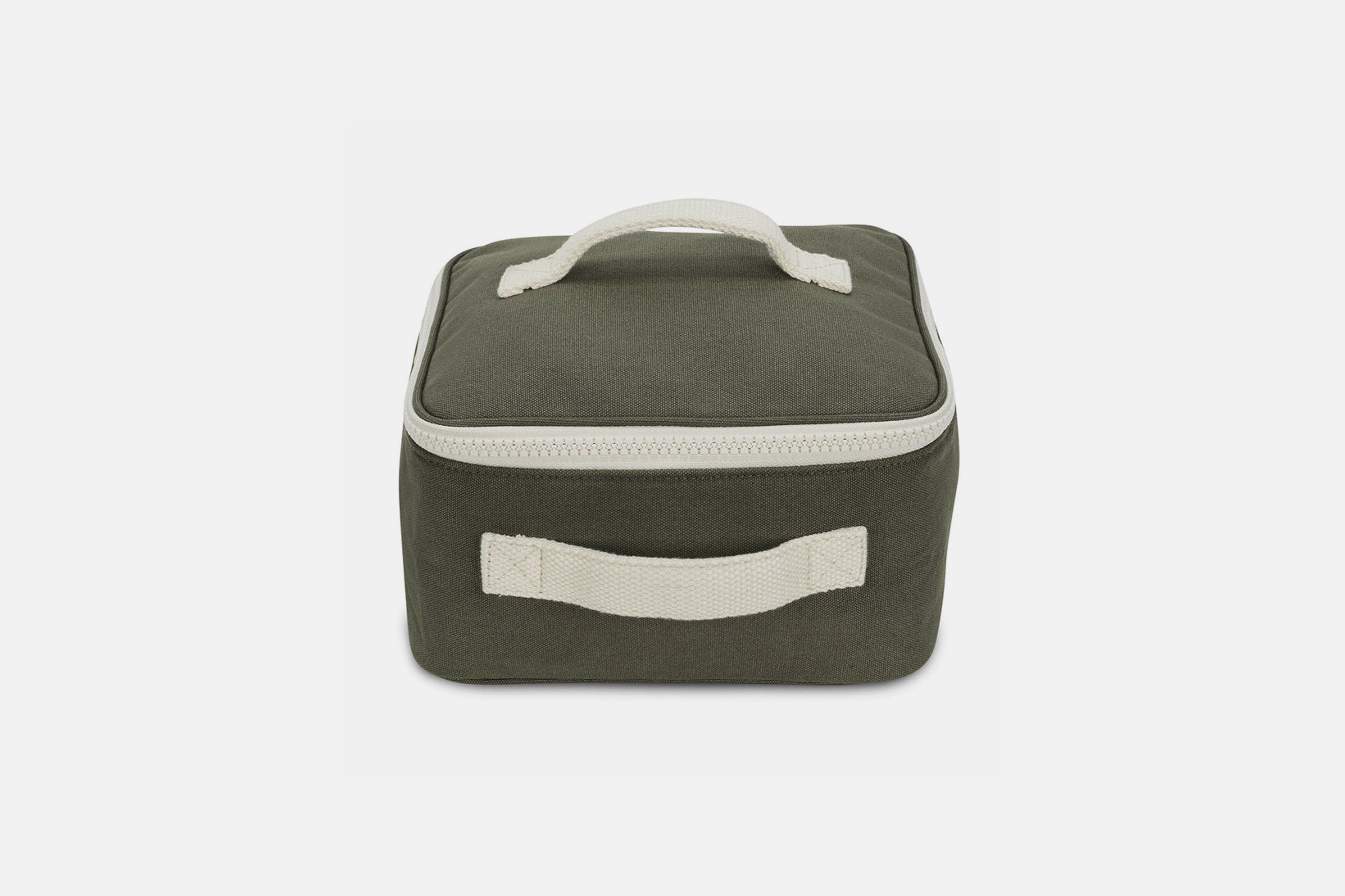 Organic Cotton Square Lunch Bag shown in Dark Olive from front