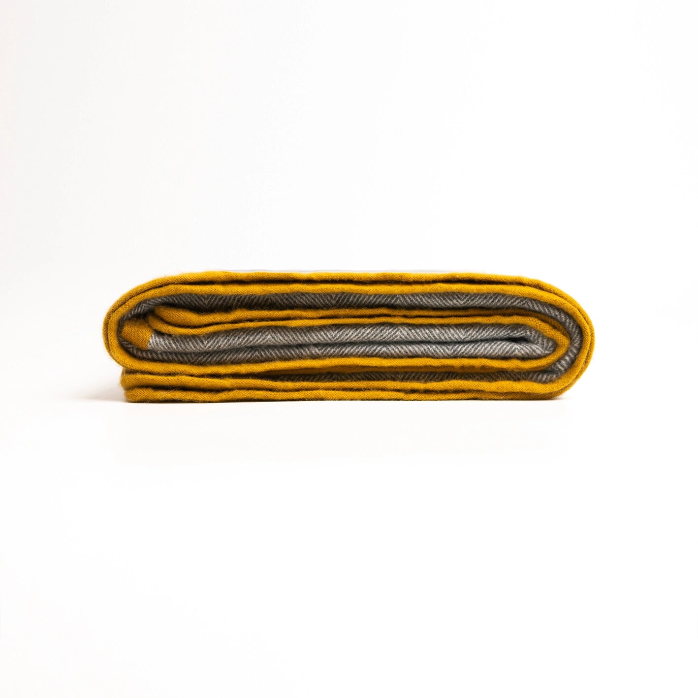 Cashmere Herringbone Throw Blanket - Grey + Yellow