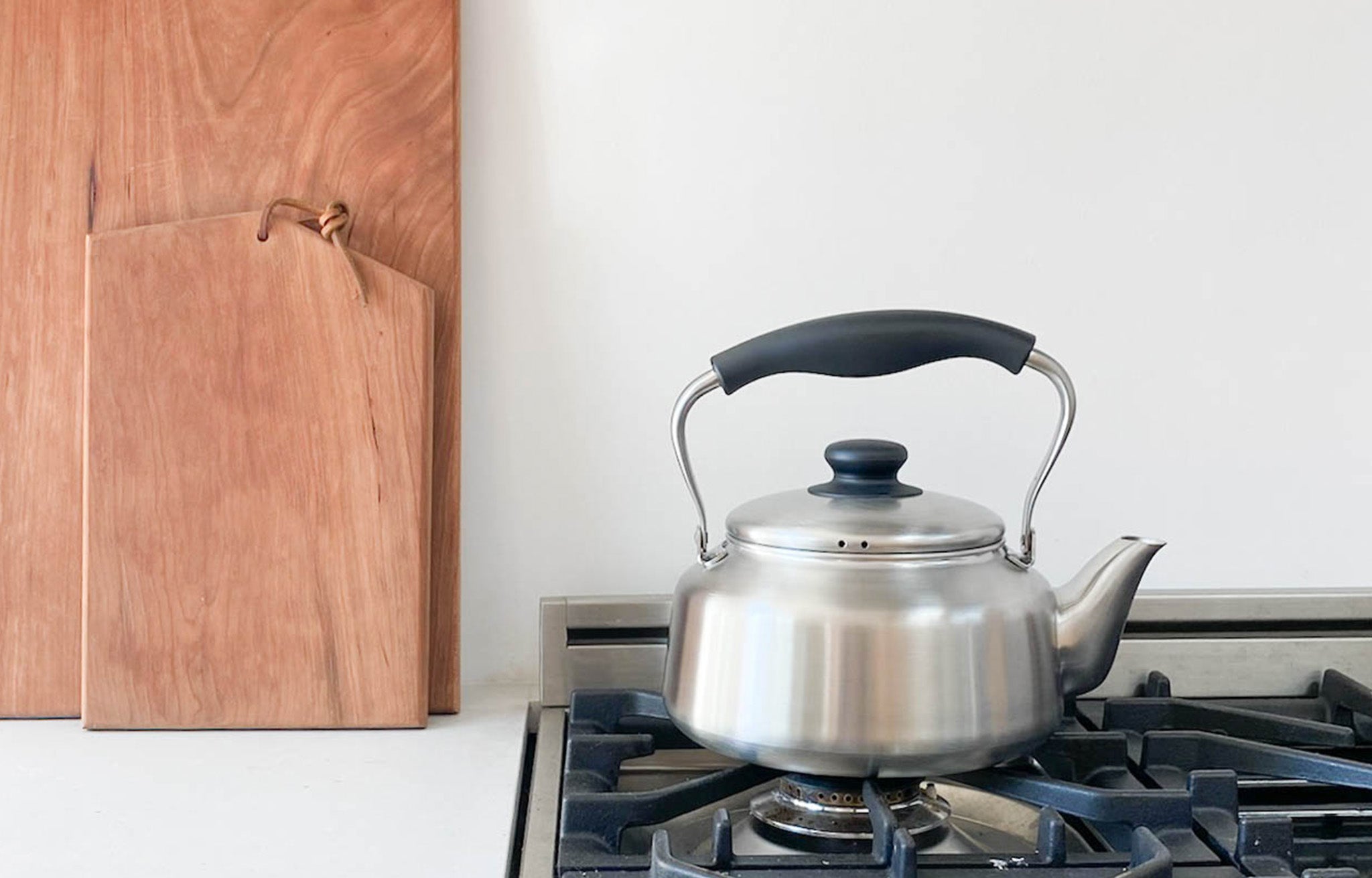 Stainless Kettle on stove close up | lifestyle